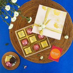9 pc Handmade Chocolate in Pink  Gift Box