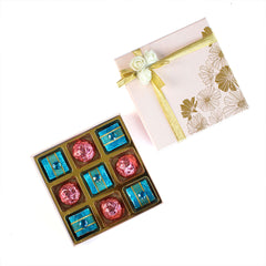 9 pc Handmade Chocolate in Pink  Gift Box
