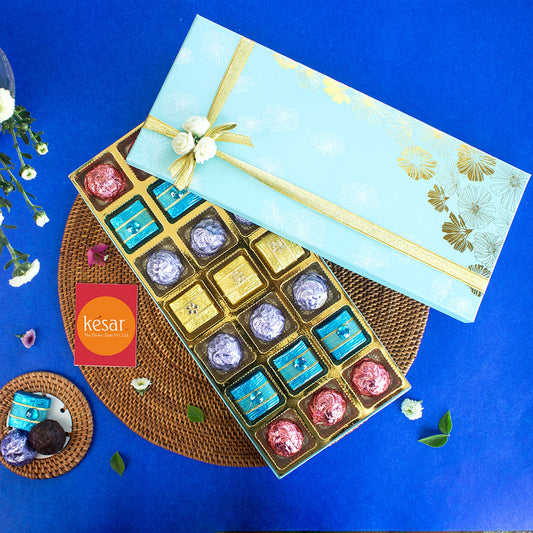 21 pc Handmade Chocolate in Blue Box