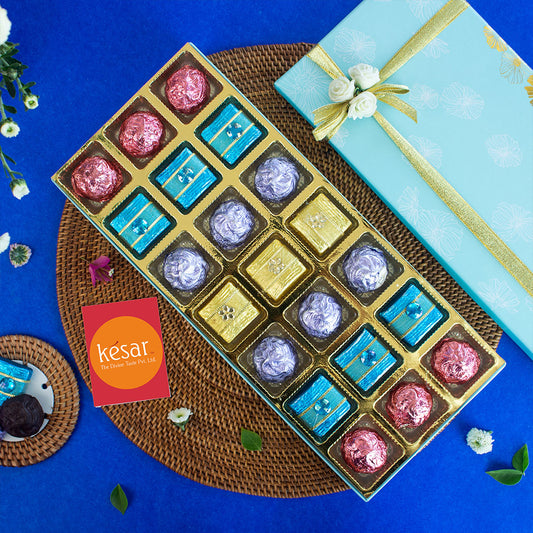 21 pc Handmade Chocolate in Blue Box